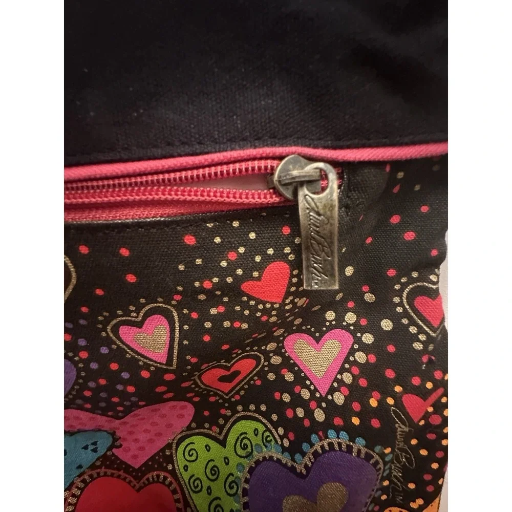 Laurel Burch Colorful Hearts Purse Crossbody Beaded Sequin Canvas Y2K NEW